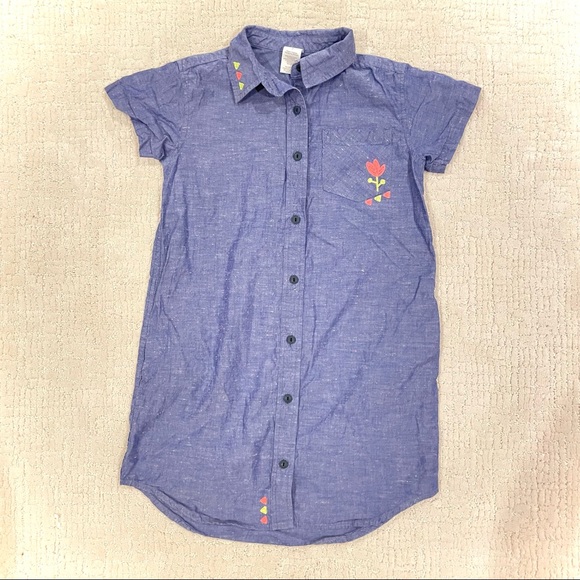 Tea Collection Embroidered Chambray Shirt Dress sz 7 - Picture 3 of 6